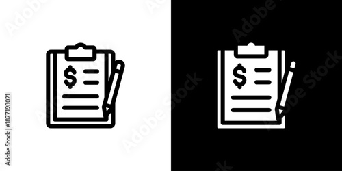 Clipboard icon concept with flat Black White Background. Vector illustration.