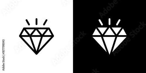 Diamond icon concept with flat Black White Background. Vector illustration.