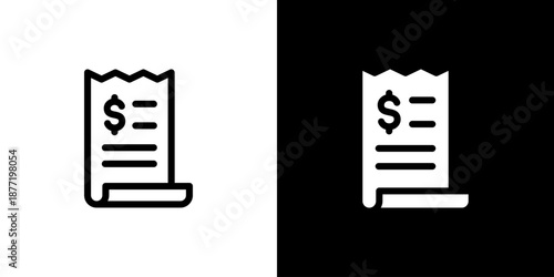 Invoice icon concept with flat Black White Background. Vector illustration.