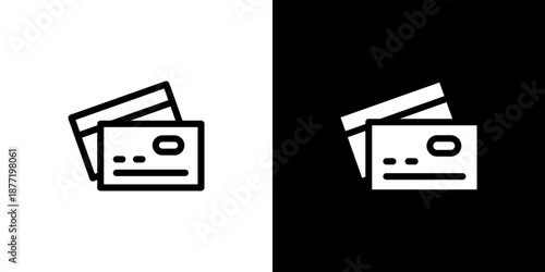 Credit Card icon concept with flat Black White Background. Vector illustration.