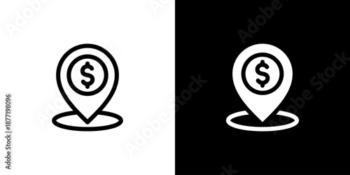 Location icon concept with flat Black White Background. Vector illustration.