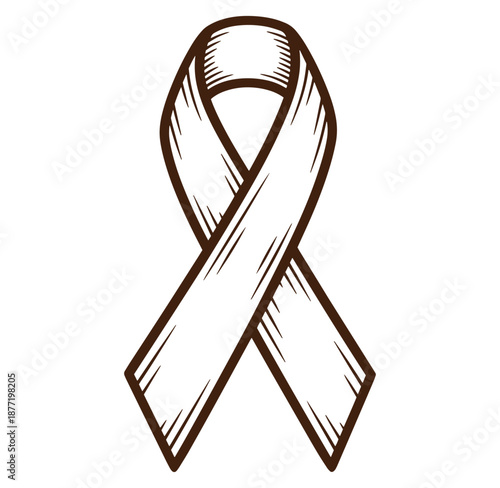 Brown awareness ribbon symbol for support and cause  illustration