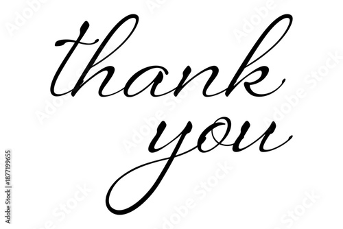 THANK YOU - 手書き風の書体で書いたThank you（ありがとう）の文字（カリグラフィー）
