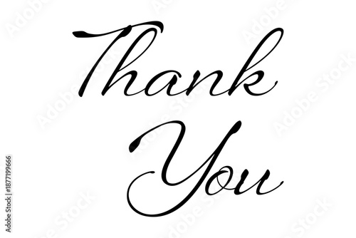 THANK YOU - 手書き風の書体で書いたThank you（ありがとう）の文字（カリグラフィー）
