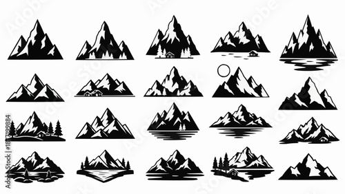 Collection of Mountain Silhouettes for Design Projects.