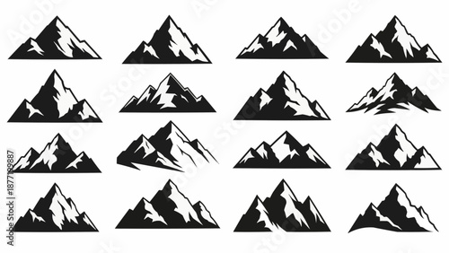 Collection of Mountain Silhouettes Vector Graphics.
