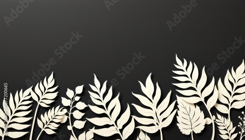 Elegant Layered Paper Leaves on Dark Background for Nature Inspired Designs and Creative Projects