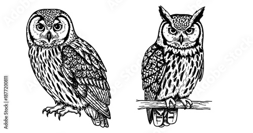 Owl engraving illustration for wisdom and education branding
