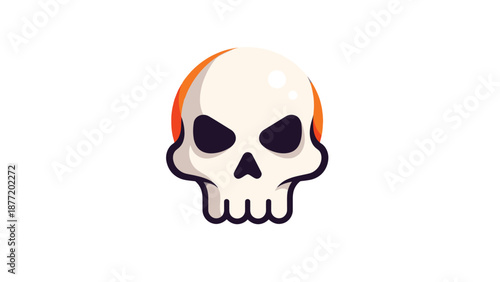 Spooky Skull Icon with Fiery Glow - Vector Art