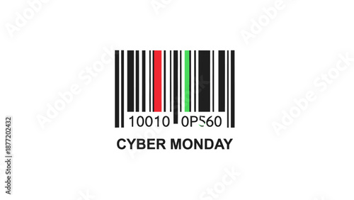 Cyber Monday Barcode with Red and Green Stripes