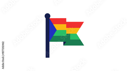 LGBTQ+ Pride Flag on Pole, Geometric Design
