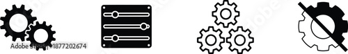 Setting cog gear icon set vector illustration for website and mobile app interface configuration control symbol