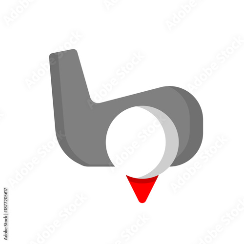 golf club and ball flat icon illustration
