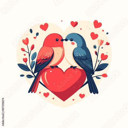 Couple Sharing a Tender Moment on Valentine’s Day, Surrounded by Hearts and Flowers