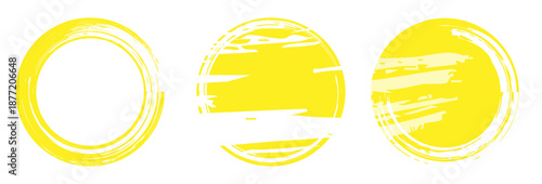 Circle grunge stamp set. Round vector isolated on white background. Yellow stamp vector. Collection for grunge badge, seal, ink and stamp design template. Round grunge hand drawn circle shape, Eps10