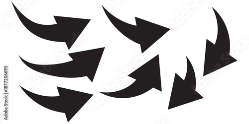 Long curved arrow icon vector. Red long arrow vector. flat style Arrow symbol. Red silhouette of long arrow isolated on white background. vector illustration on Transparent Background