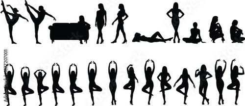 Technical fashion flat sketch of women's long sleeve v-neck wrap blouse platform chelsea boots and drawstring wide leg trousers for apparel design manufacturing templates.