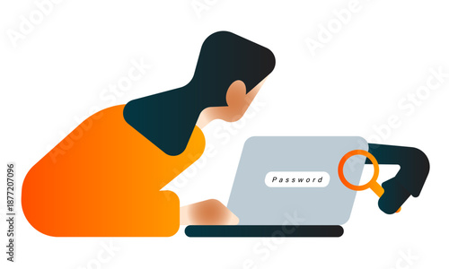 Password security under cyber threat. Illustration of hacking and data risk.