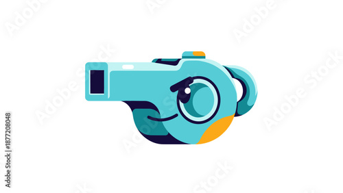 Cute Whistle Character with Angry Expression, Vector Illustration