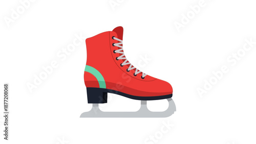 Red Figure Skate Isolated on White Background