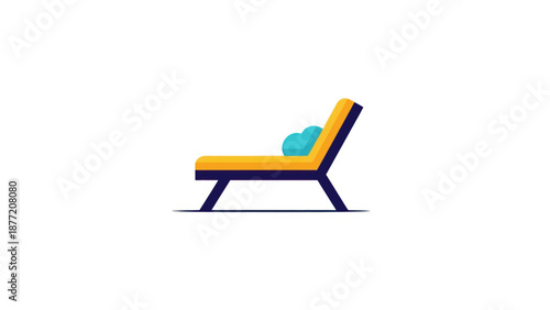 Modern Lounge Chair with Cushion, Flat Design