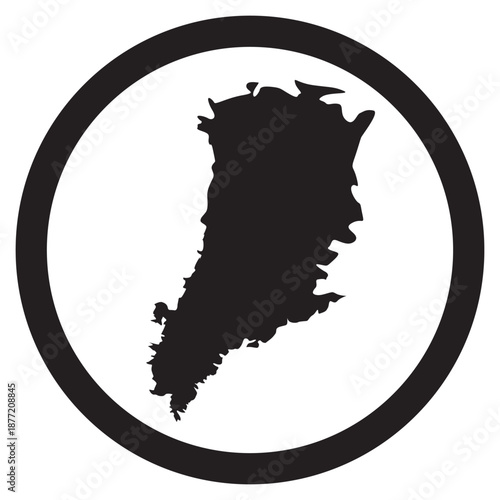 circle vector with greenland silhoutte map