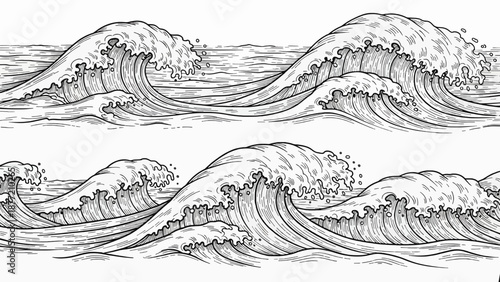 Black and White Ocean Waves Crashing