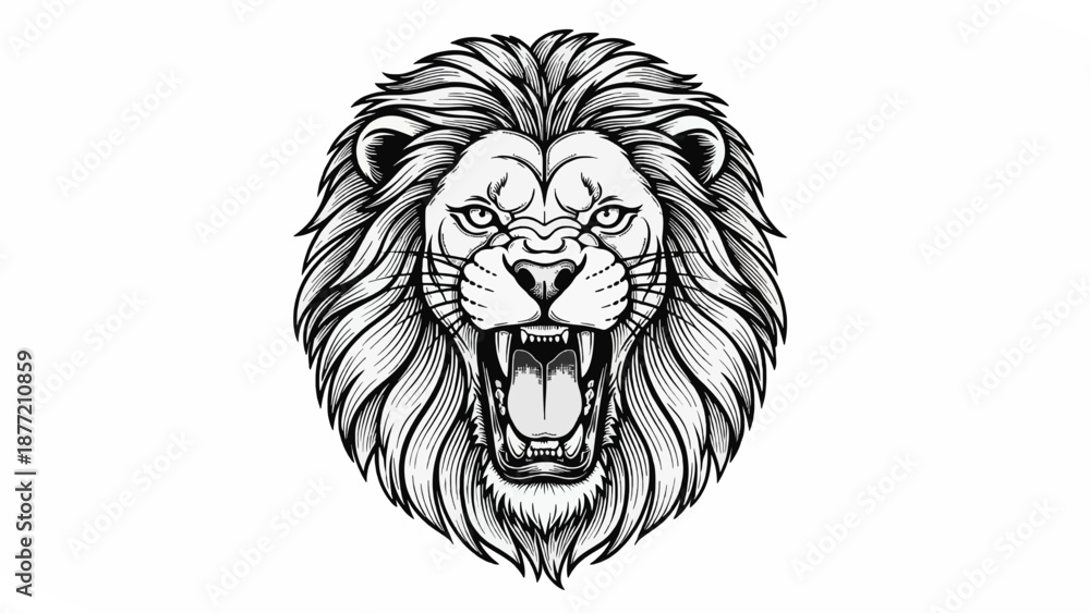 Obraz premium Roaring Lion Head in Black and White