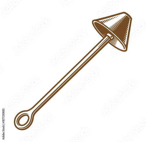 brown illustration of a plunger on white background