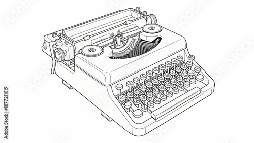 Vintage Manual Typewriter Isometric View