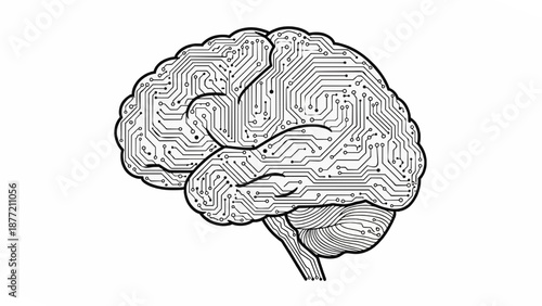 Circuit Board Pattern Inside Human Brain