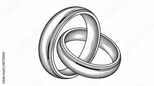 Interlocking Wedding Rings Isolated on White