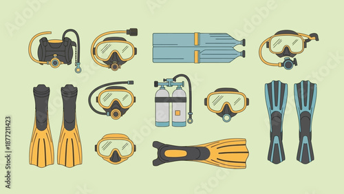 Collection of Snorkeling and Diving Equipment.