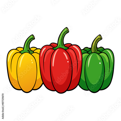 Set of bell peppers isolated on white background vector 