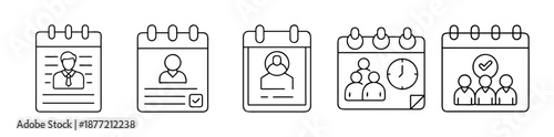 Outline calendar icons for human resources and scheduling themes