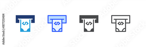 Atm icon multiple style collection. Vector illustration.
