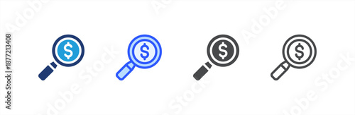 Search icon multiple style collection. Vector illustration.