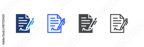 Contract icon multiple style collection. Vector illustration.