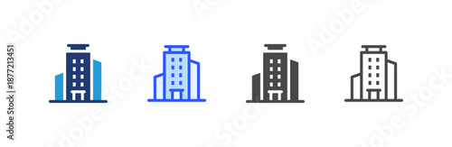 Office icon multiple style collection. Vector illustration.