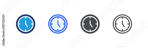 Time icon multiple style collection. Vector illustration.