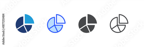 Pie Chart icon multiple style collection. Vector illustration.