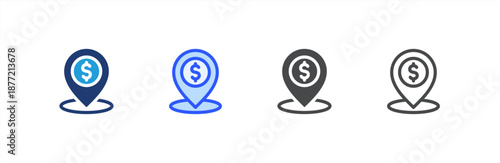 Location icon multiple style collection. Vector illustration.