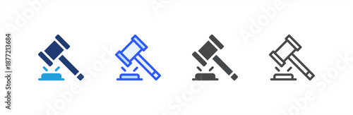 Auction icon multiple style collection. Vector illustration.