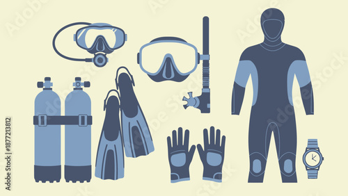 Scuba diving equipment and accessories for underwater exploration.