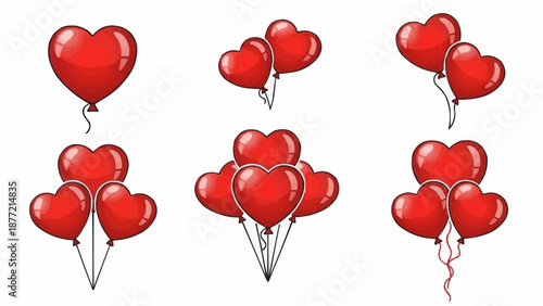 Collection of Red Heart Shaped Balloons for Celebrations.