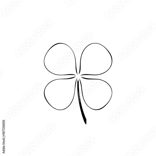 Simple Four-Leaf Clover Symbol of Luck and Good Fortune