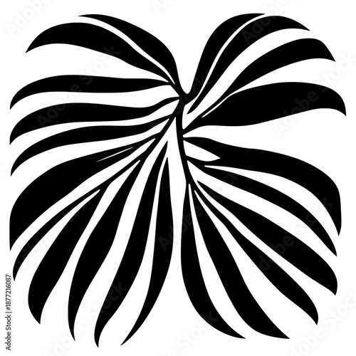 Stylized organic leaf pattern illustration, a monochrome symmetrical design bringing natural harmony and decorative appeal