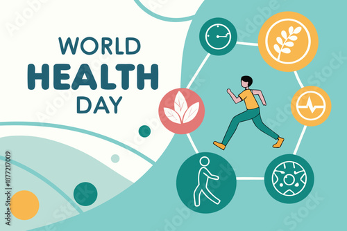 World Health Day poster showing the connection between physical and mental health.