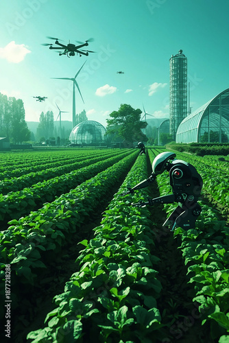 Futuristic farming with robots and drones in sustainable agriculture