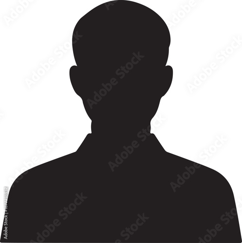 Vector illustration of an anonymous businessman profile and black silhouette of a man in a suit for a candidate avatar or person outline